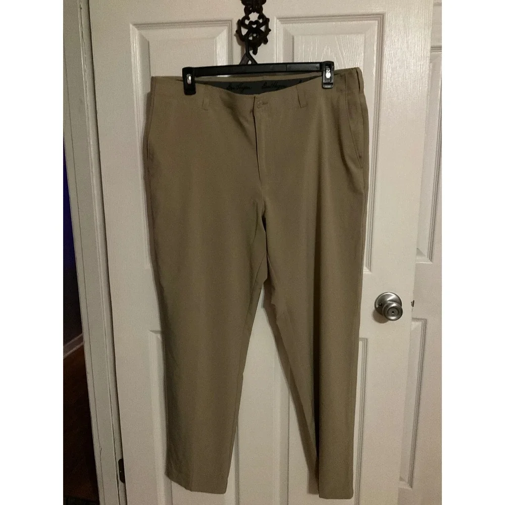 Ben Hogan Mens Performance Golf Pants Khaki Tan Flat Front Stretch 40x32
